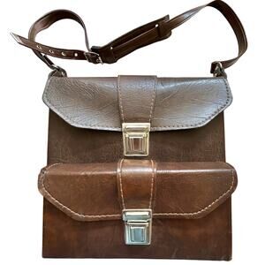 Vintage 60's Satchel SMC-8 Brown Faux Leather Camera Accessory Messenger